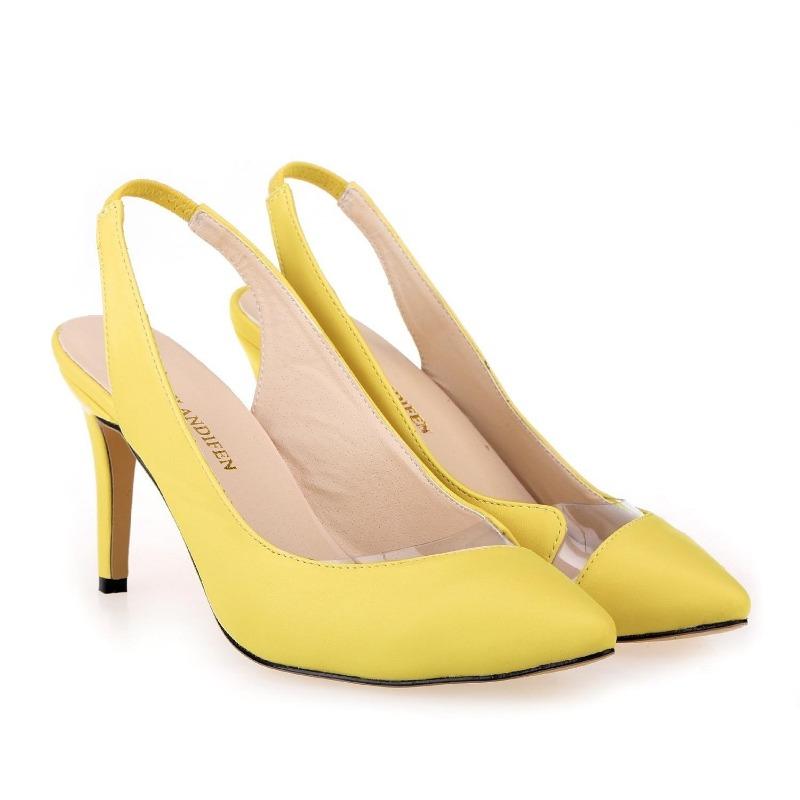 Women Pumps Pointed Toe Shoes Thin Heels Wedding Party Girl High Sole Nude Color Big Size