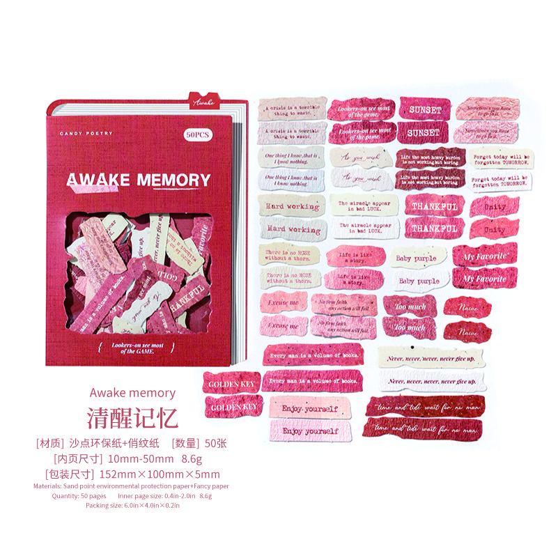 

50 Sheets/Bag Sticker Pack Alphabet Card Special Paper Sticker Handbook Stationery DIY Scrapbook For Phone Case Diary Decoration