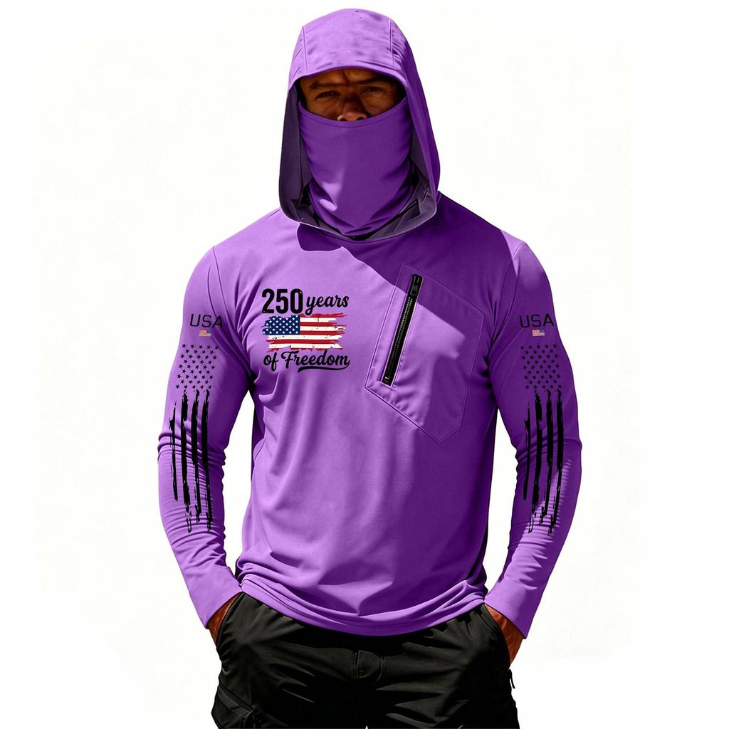 Camiseta Casual con Capucha de Manga Larga para Hombre con Protección Solar