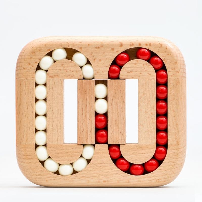Interactive Wood Bead Puzzle Toy for Kids and Adult with Rotating Beans to Boost Cognitive Ability Fun Family Activity
