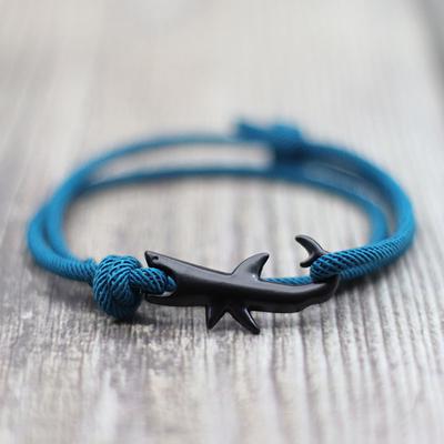 Notre Yeni Köpekbalığı Bilezik Unisex Çift Katmanlı Ayarlanabilir 3mm Kordon Zincir Bilezik Plaj Takı Aksesuarları Surfer Bilezik Pulsera
