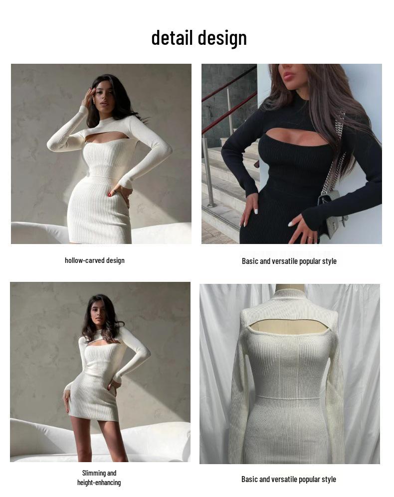 2025 Autumn/Winter Chic Hollowed-Out Sexy Tight Short Dress