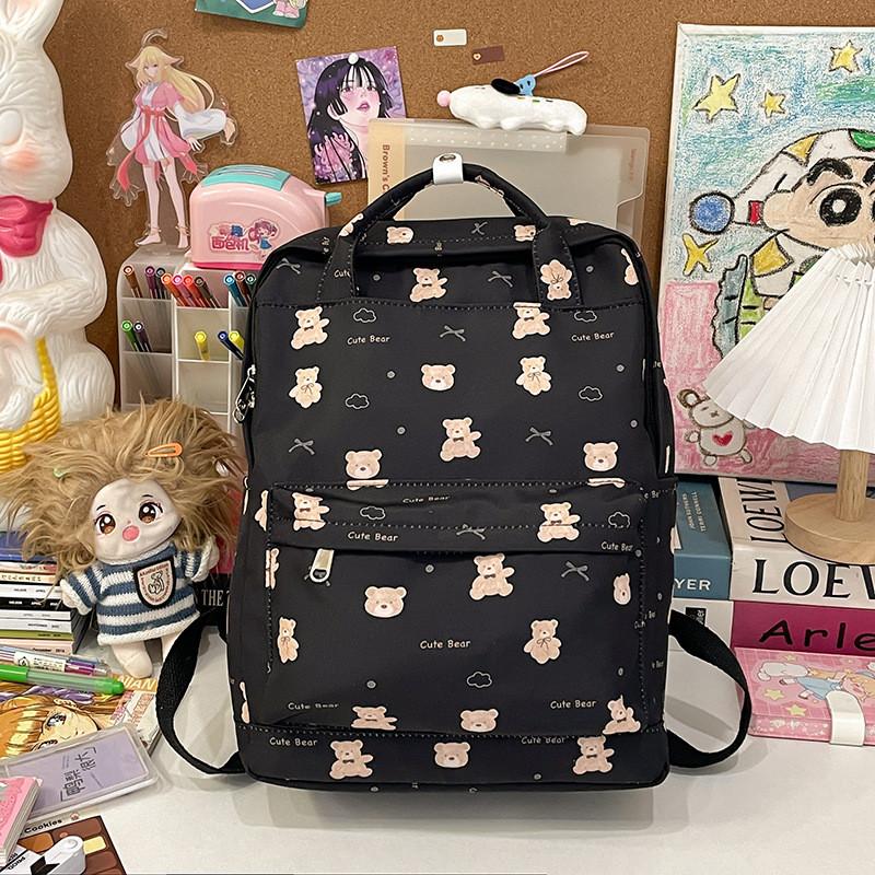 

Butterfly Bow Simple And Cartoon Bear Pattern Student Backpack Teens For чёрный