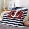 1Pc Nautical Theme Print Flannel Blanket, High quality Comfortable for All Seasons, Home Decor, Warmth and Comfort, Perfect for Christmas Gifts