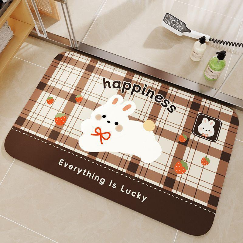 Cartoon Animal Bathroom Mat Non-Slip Absorbent Diatomite Floor Shower Toilet Area Home Use