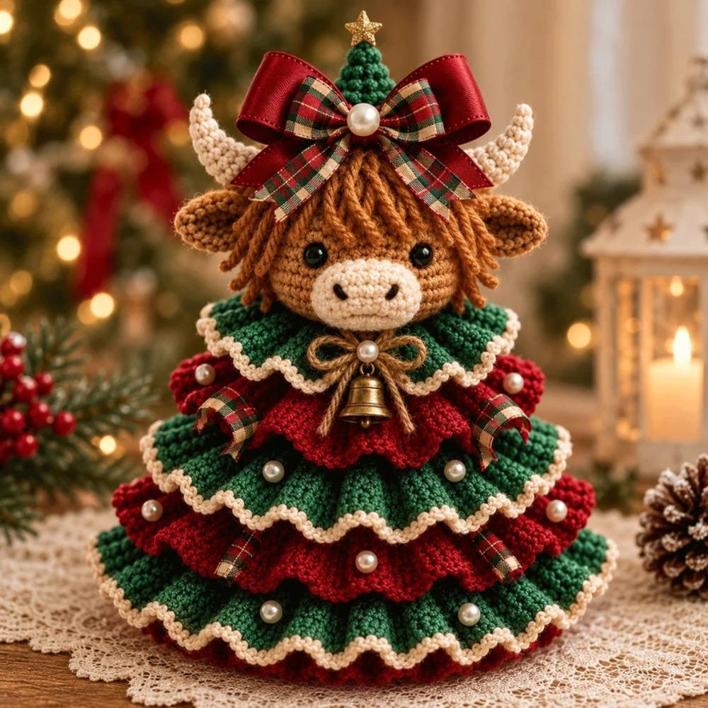 with Beads Bell Crochet Animal Christmas Tree Kit Animal Xmas Tree DIY Kit for Craft Lovers