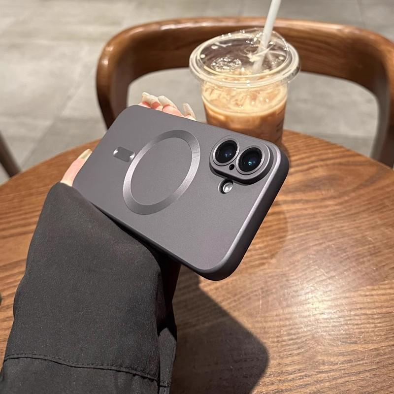 Applicable To IPhone17 Magnetic Phone Case Metal Paint Frosted Apple 16proMax Full Inclusive Anti Fall 15 Protective Case