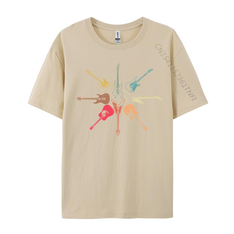 Cool Guitar For Men Women Vintage Guitar Lovers Guitarist T-Shirt Male Aesthetic Camisas Casual Tshirt Cotton Tees Tops Classic