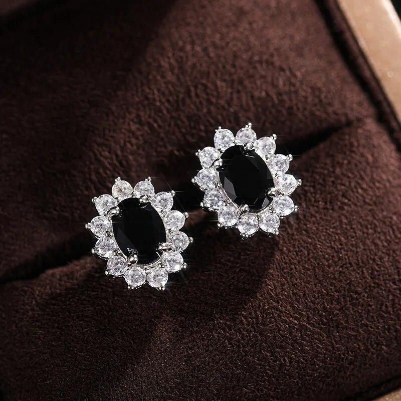 Trendy Geometric Cubic Zirconia Copper Stud Earrings For Women Metal Crystal Earring Party Wedding Daily Zircon