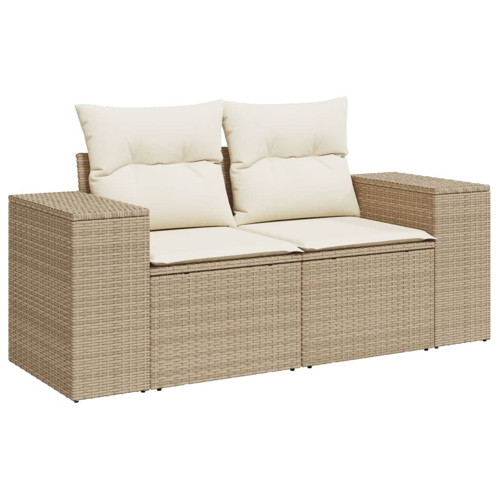 Vidaxl 9-Cz. Set di Mobili da Giardino con Cuscini, Beige, Polyrattan