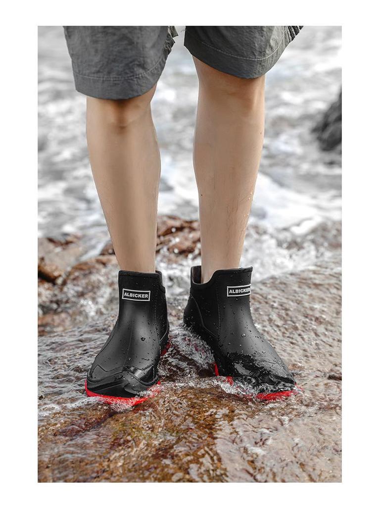 Men's Waterproof Non-Slip Rubber Rain Boots - Short, Wear-Resistant for Outdoor and Casual Use