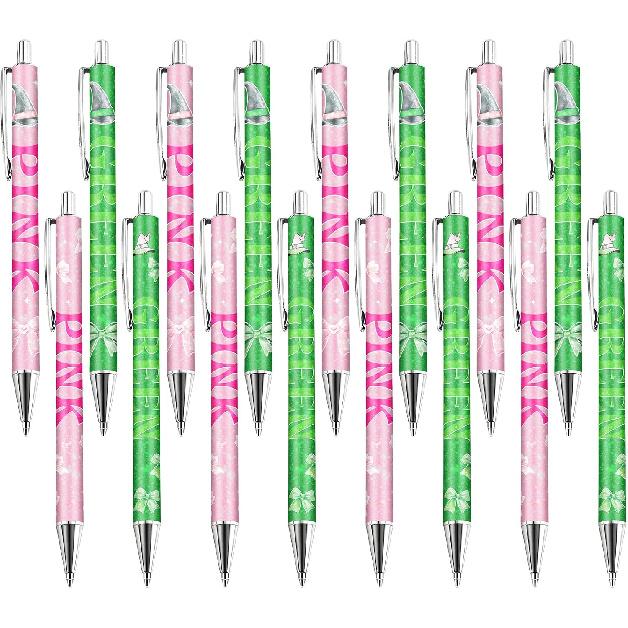 Witch Magic Pens Party Favors - Witch and Princess Wizard Magical Pink Green Glitter Retractable Ballpoint Pen Black Ink Fine for Women Lovers Home
