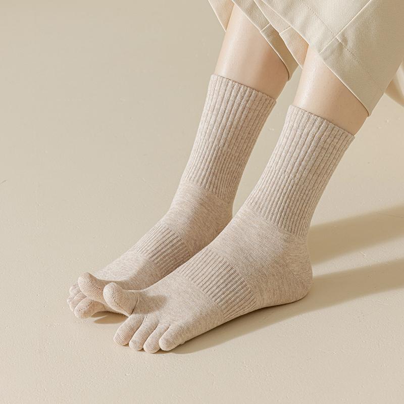 5 Perechi Șosete Femei Cinci Degete Bumbac Pur Culoare Solidă Dama Degete Separate Șosete Sport 2025 Primăvară Toamnă Șosete Degete