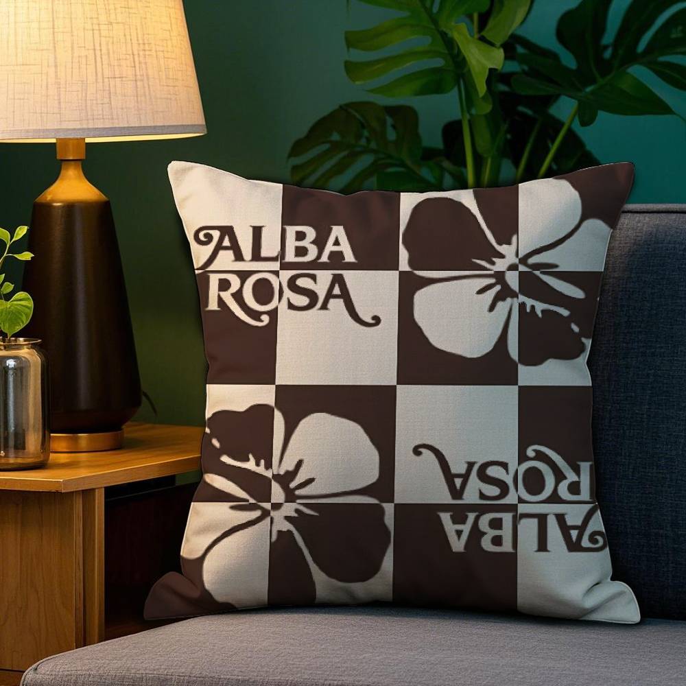Fashion A-ALBA R-ROSA Pillow Case Home Double-sided Printing Short Plush Colorfast Microfiber Cushion Cover