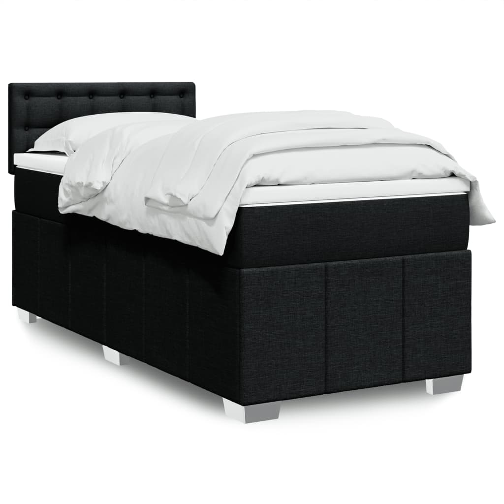 Vidaxl Kontinentalbett Mit Matratze, Schwarz, Stoff, 80X200 Cm