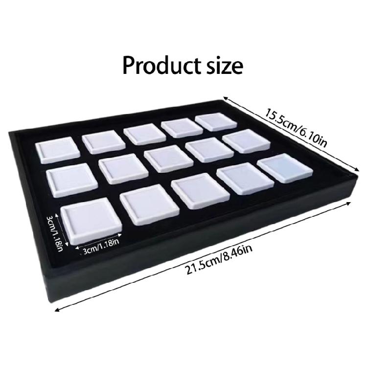 15Pcs Compact 3Cm Square Jewelry Storage Boxes With Clear Covers And PU Padding For Secure Gems Protections