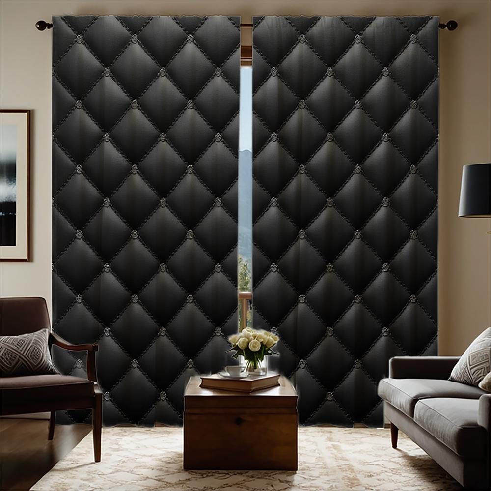 Piece Set High Definition Digital Printed Curtainblack Quilted Style Curtainhome Decoration Curtain Made Of Polyester Washable