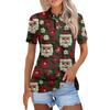 Dámská móda Neformální košile s potiskem s klopou a krátkým rukávem Dámské topy se zapínáním na knoflíky