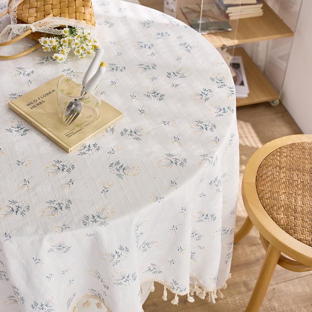 Cotton, Linen, Tassels, Tablecloth, Pastoral Floral Photo Decoration, Background Cloth, Dining Table Cloth, Coffee Table Cover, Cloth