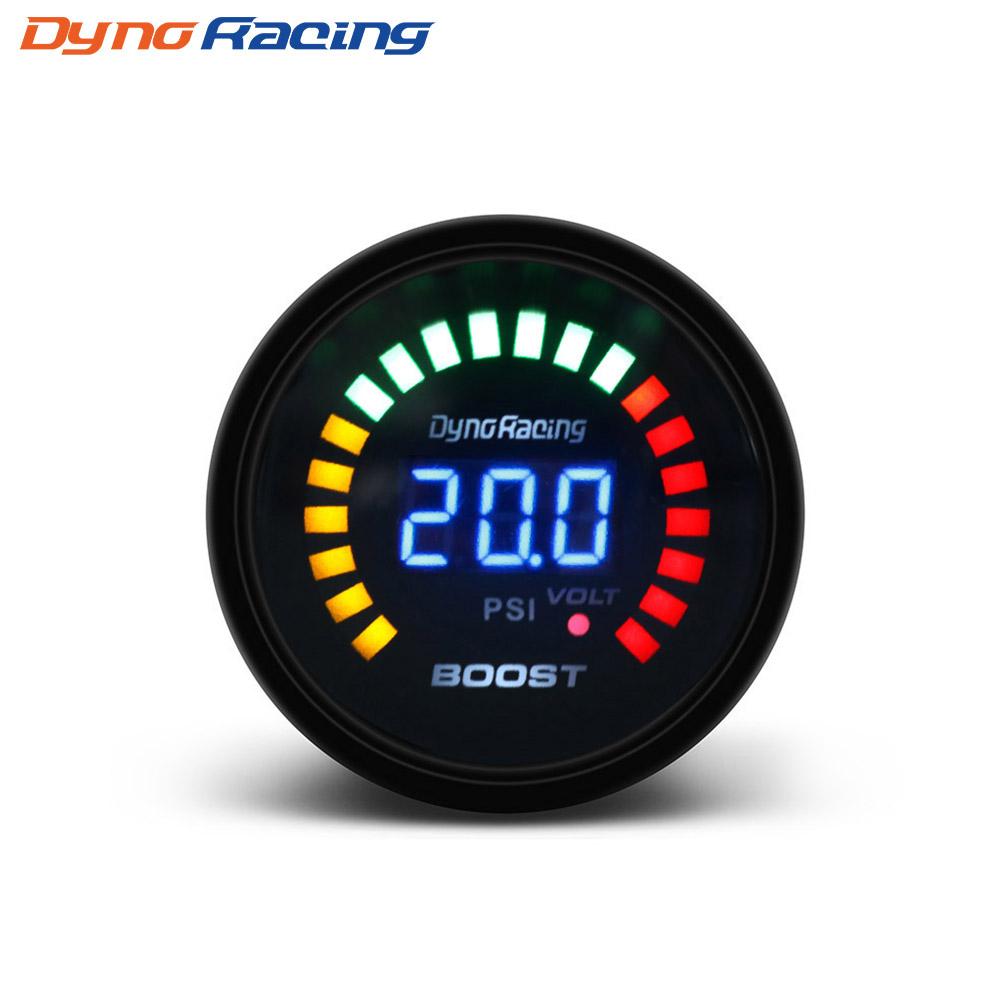 Dynoracing 2" 52MM Digital 20 LED Boost bar psi Vacuum Water temp Oil temp Oil press Voltmeter Air/fuel ratio EGT temp RPM Gauge