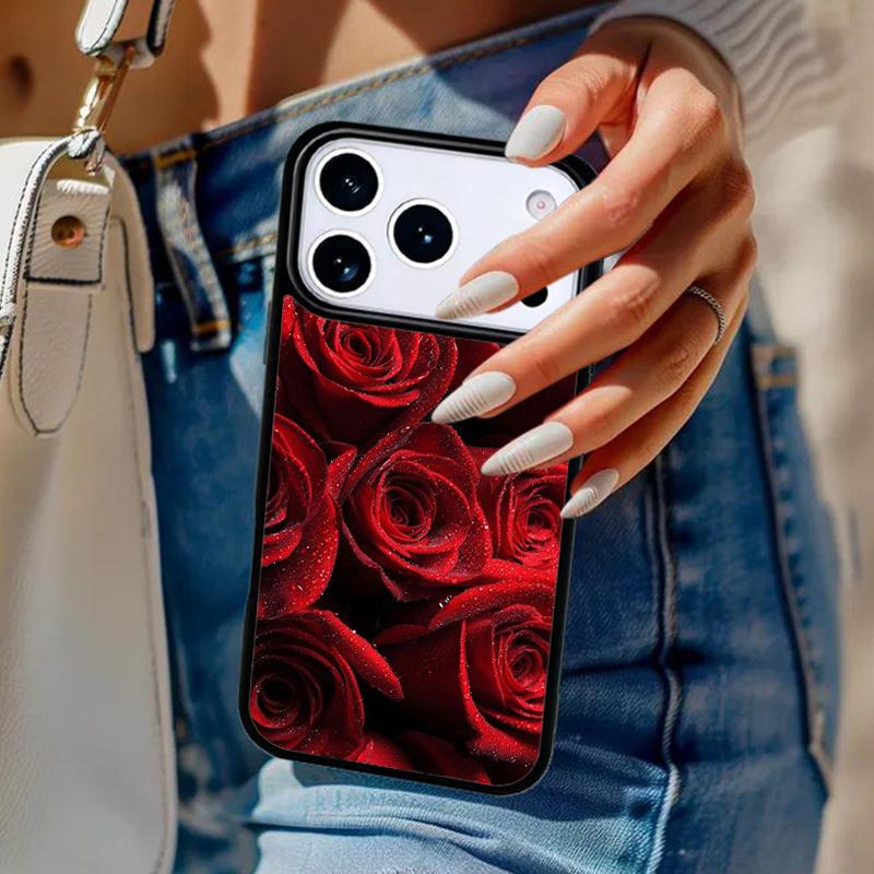 Bright Red Roses Flowers Phone Case For iPhone 17 Air 14 15 13 12 Max Cover For Apple 14 15 16 16e 11 Pro Max Plus Coque