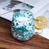 250ml Double-Walled Glass Cup with Handle High Borosilicate Reusable Coffee Mug, Built-In Floral Design for Hot & Cold Beverages
