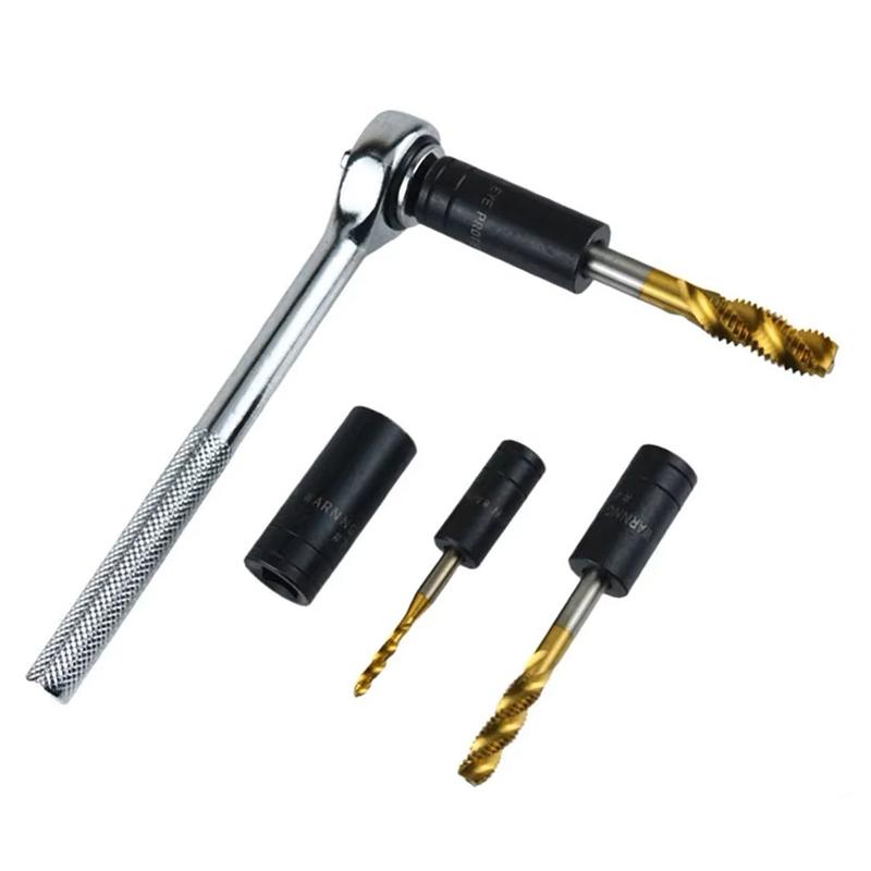 Double Head Square Tap Die Socket Adapter Set Taps Reamer Extractor 1/4" 3/8" Socket Driver Thread Repair Electric Drill Tools