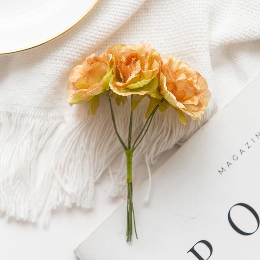 18 PCS Fleurs Artificielles Mini Bouquet en Soie Décoration de Mariage DIY Couronne Décoration de Noël Vase pour Maison Jardin Scrapbooking