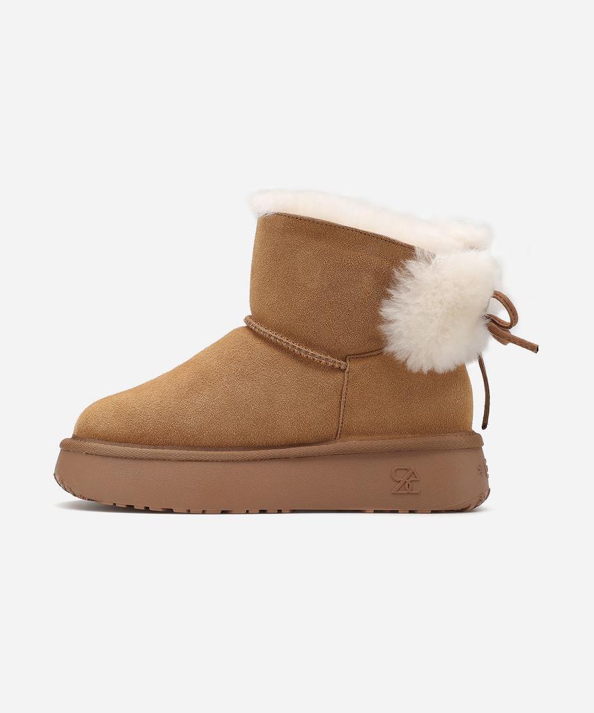 Salt And Chocolate Sac Fur Ribbon Sheepskin Boots 412446016 (4Cm)