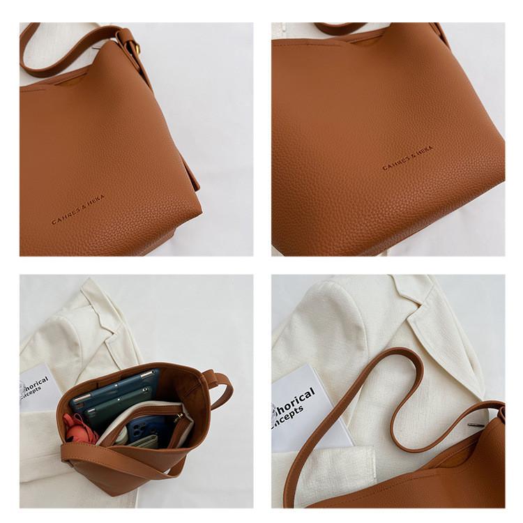 Ielgy Retro Female Bag High-End Feel Cross-Body Niche Design Bucket Bag
