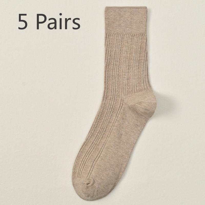 5 Pairs of Male Spring and Autumn High Grade Comfortable Cotton Sweat Absorbing Breathable Deodorizing Socks