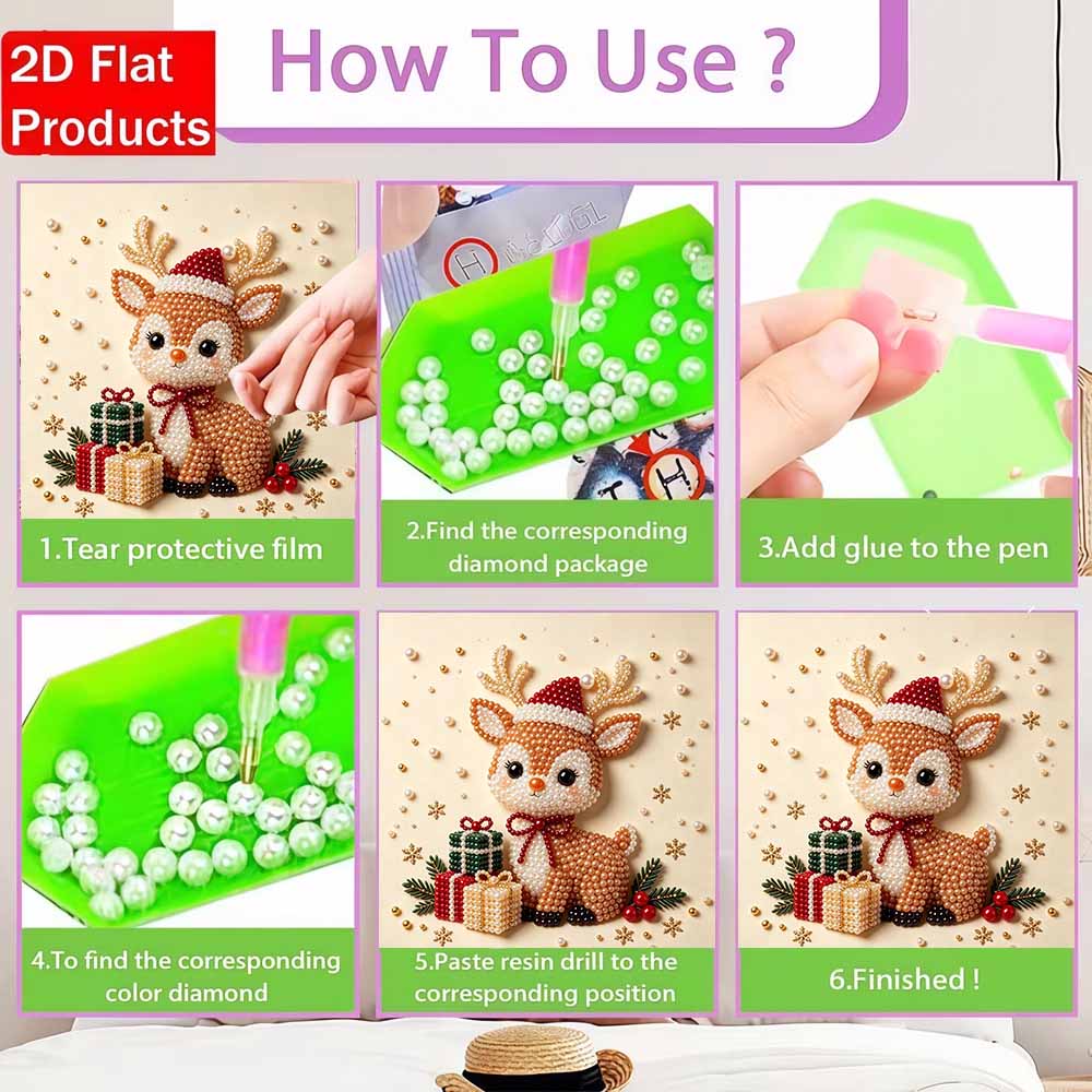 Pearl painting Christmas Reindeer gift art kit DIY handmade home decor painting