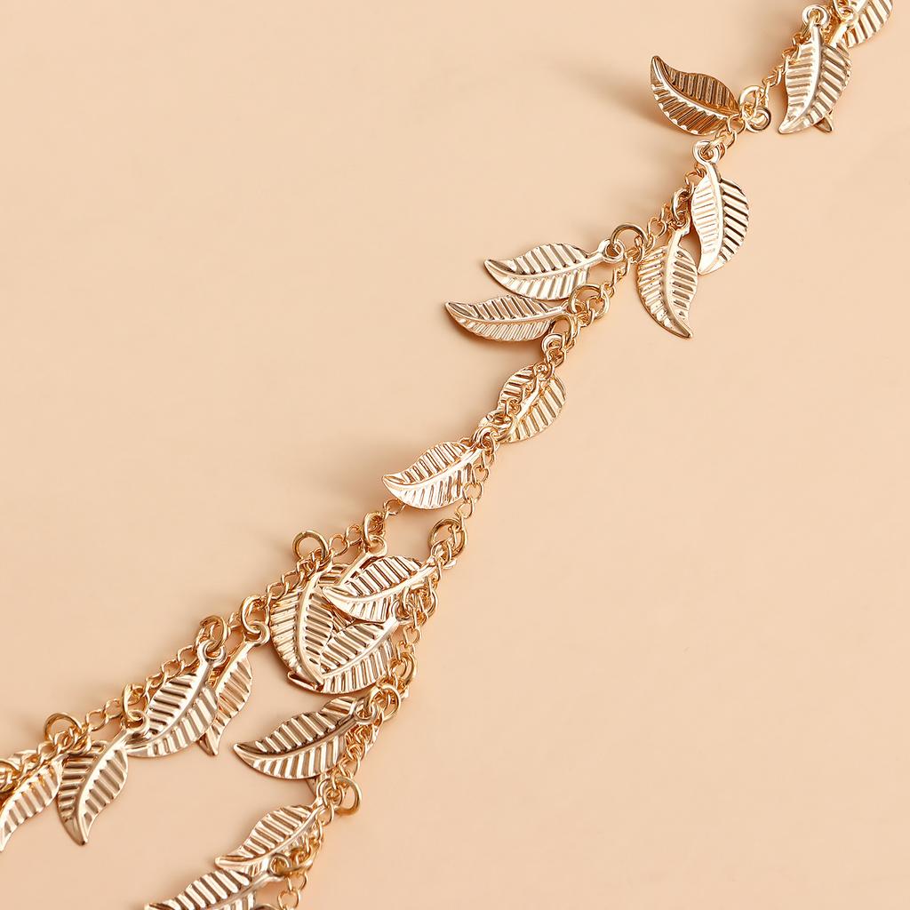Summer leisure new simple fringed leaves thigh chain leg chain elastic leg ring