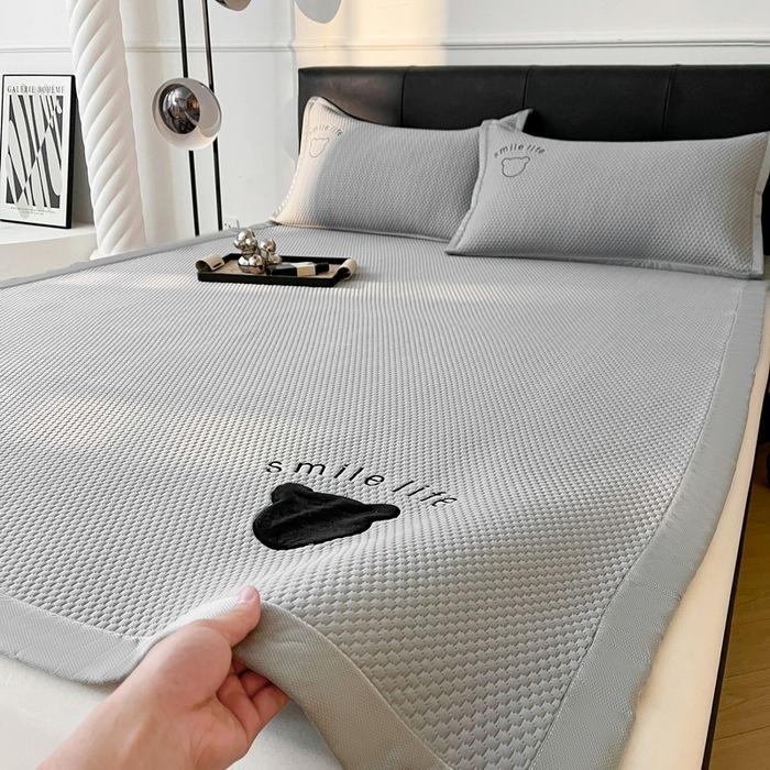 

А класс Ice Silk Cooler 3 шт. Летний кондиционер мягкий коврик машинная стирка моющееся покрывало для кровати Pillowcase*2 серый