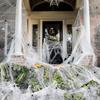 Halloween Decoration White Spider Web Stretchable Cotton Cobweb Decor with 100 Plastic Spiders Safe Indoor Halloween Props
