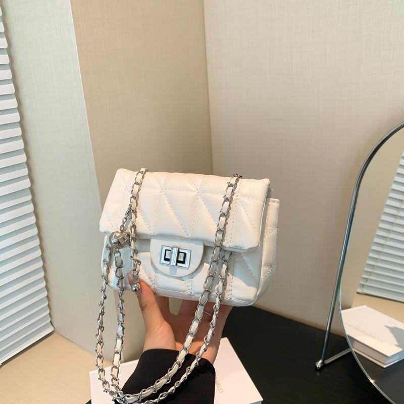 Trendy Black White Pink Silver Pu Small Square Shoulder Bag For Stylish Women