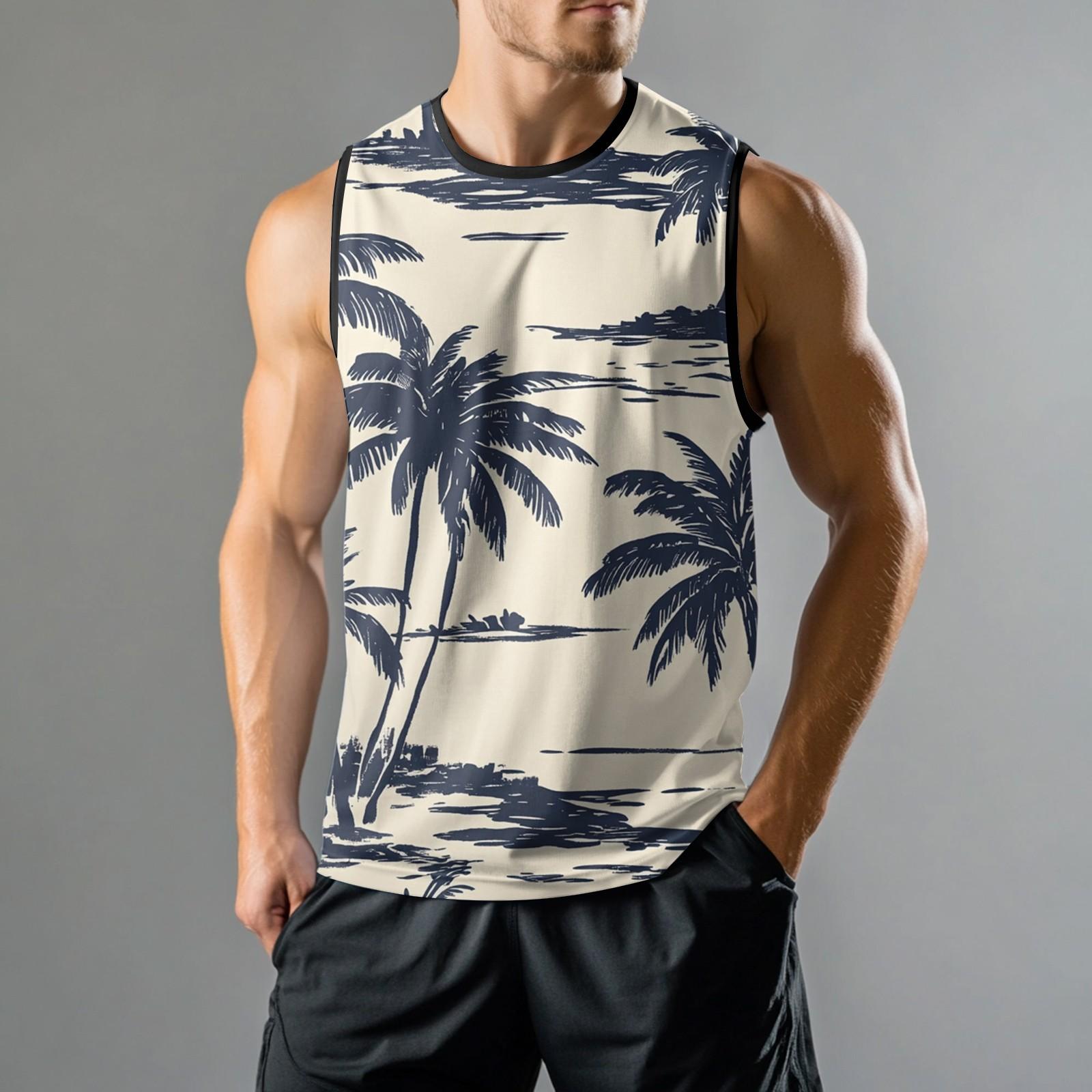 

Мужская мода принтованный спортивный повседневный жилет без рукавов XL бежевый