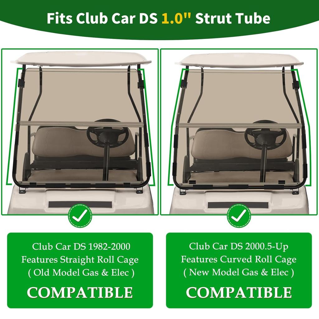 Golf Cart Windshield Retaining Clips Kit for Club Car DS/Yamaha, 7+2+2 Windshield Mounting Sash Short Clips Universal Fit 1"x1" Struts Rail for Club