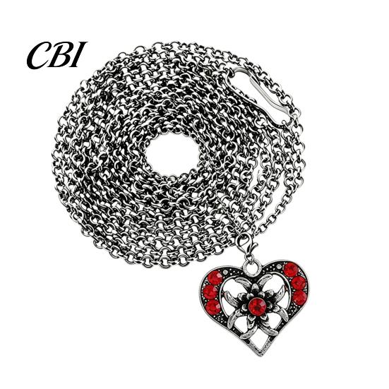 Zierliche Anhängerkette Herz Halskette für Damen, Bayerische Strass Sexy Brust Extra Lange Halskette, Vintage Oktoberfest Korsett Schmuck Zubehör