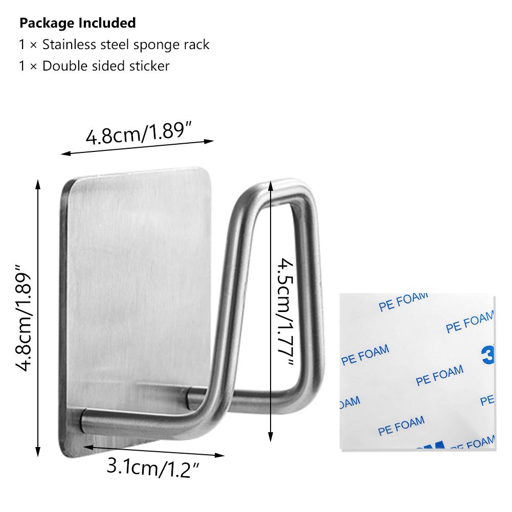 

Тримач для кухонних губок Самоклеючі губки для раковини Сушильна стійка для зливу Тримач для зберігання з нержавіючої сталі 304 Аксесуари для кухонної раковини срібний