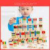 Wooden Domino Blocks For Children Ages 3 To 7 With Letter Recognition And Natural Finish