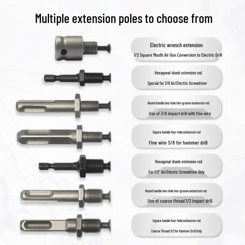 Electric Hammer Drill & Ratchet Wrench with Self-Locking Metal Chuck (0.8-16mm) and Air Impact Conversion Chuck