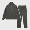 Men's Autumn/Winter Embroidered Casual Sports Suit with Stand-Up Collar and Zipper Cardigan.