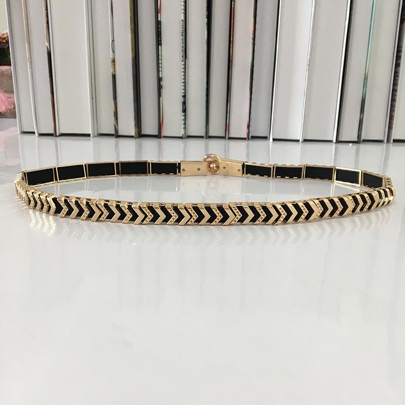 Belt, Fashionable Women's Metal Elastic Belt, Thin Waist Seal Decoration Simple Korean Version Skirt Accessories Belt