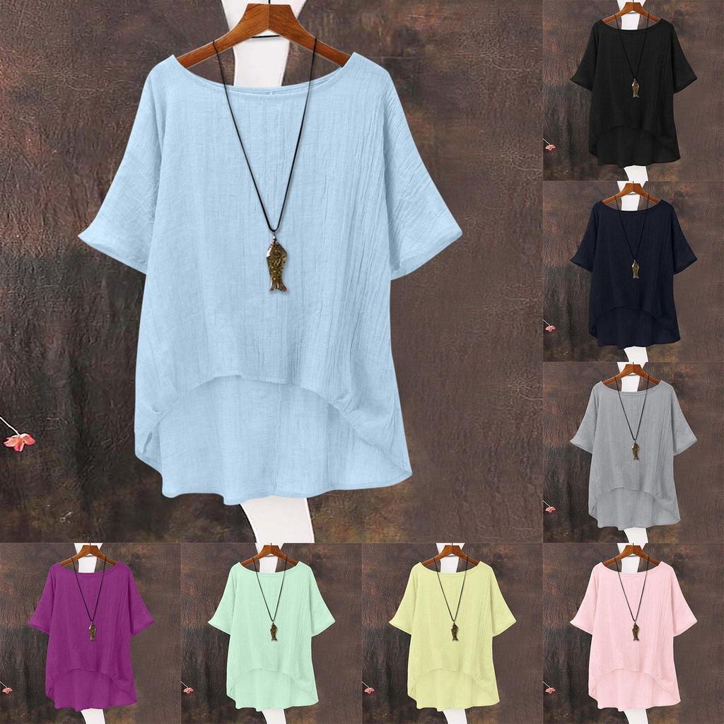 Fashionable Ladies Summer Cool Casual Loose Linen Tops
