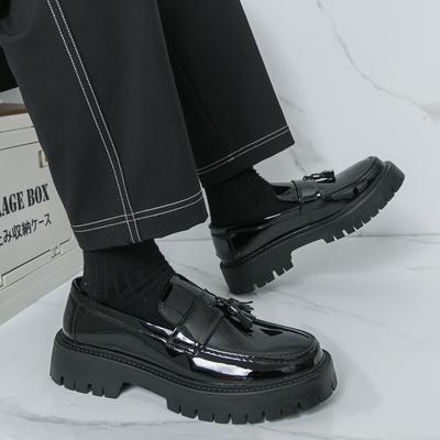 Fashionable Men Loafers Black Green Men Thick-soled Wear-resistant Patent Leather Glossy Business Shoes Social Shoes Sizes 38-46