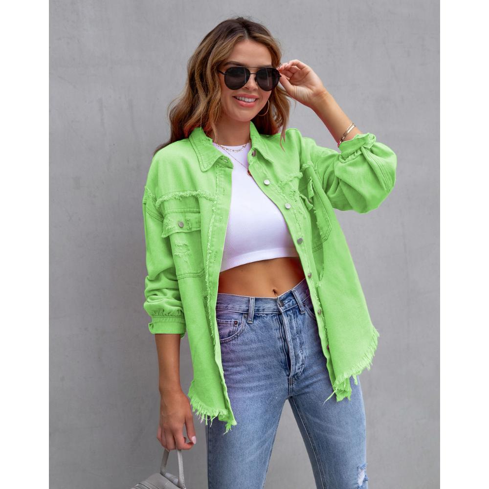 Women's Autumn and Winter Denim Jacket Women's Long-sleeved Casual Lapel Top