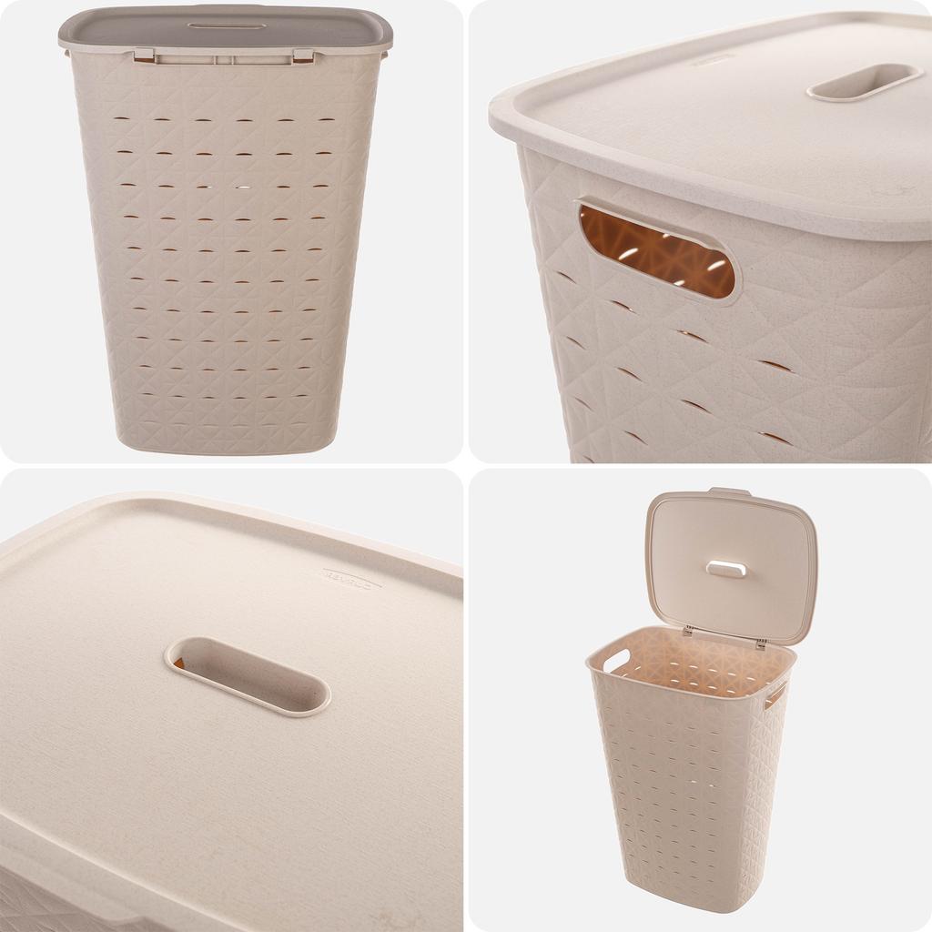 Laundry Basket, Underwear, Bathroom Container, 56L, Large, Lid, CURVER Softex