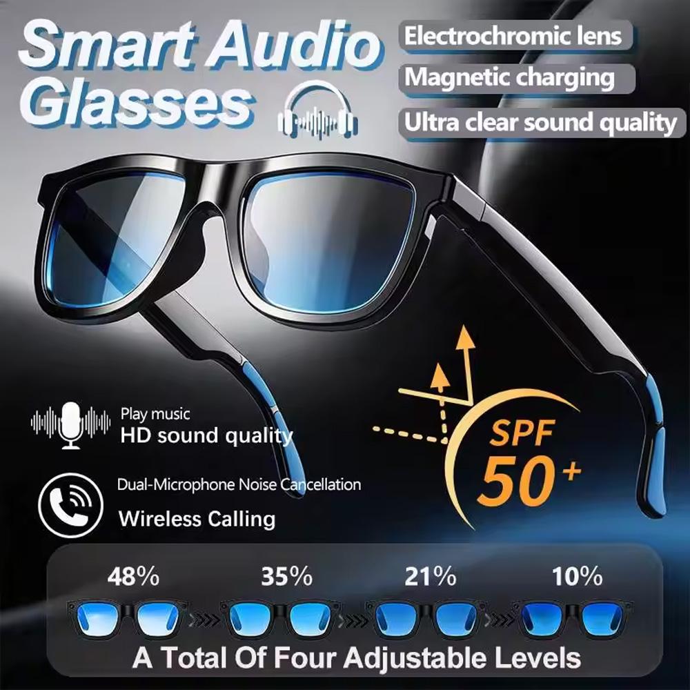2026 Occhiali Audio Intelligenti Multifunzione Controllo Touch Lenti Che Cambiano Colore Occhiali da Sole Bluetooth Traduzione AI Doppio Microfono Riduzione del Rumore Riproduzione Musicale
