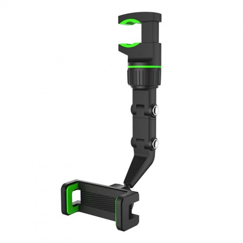 Car Rearview Mirror Phone Holder with 360° Rotation and One-Click Lock